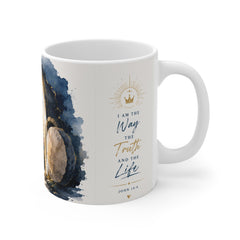 Inspirational Christian Mug - "Death Could Not Hold Him. Love Did. He Is Risen Indeed." 11oz