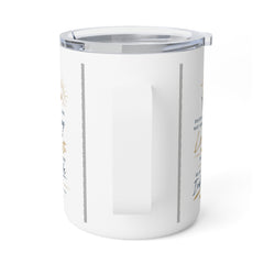 10oz Insulated Coffee Mug — Watercolor Sunrise Doorway Scenic Travel Mug