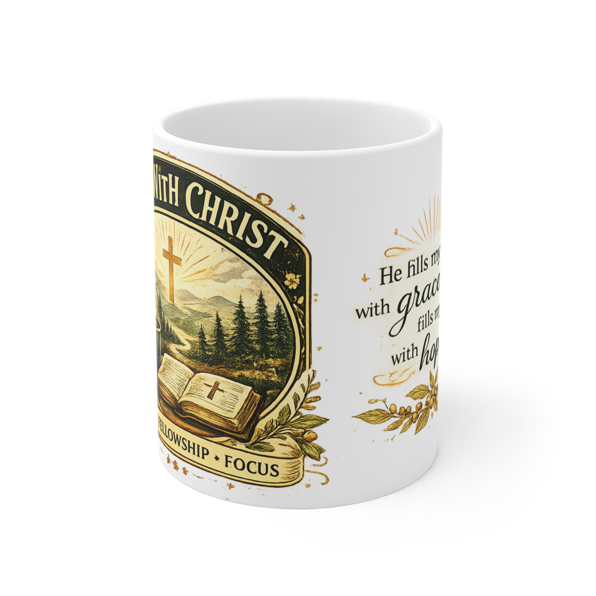 Cafe With Christ 11oz Christian Coffee Mug — Faith, Fellowship & Scripture Design