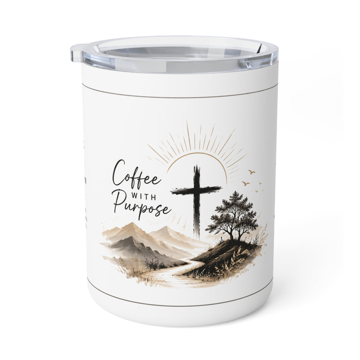Coffee Mug — "Coffee With Purpose" Insulated 10oz Christian Travel Tumbler