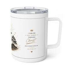 Coffee Mug — "Coffee With Purpose" Insulated 10oz Christian Travel Tumbler