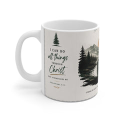 Christian Coffee Mug - "I Can Do All Things Through Christ" 11oz Inspirational Bible Verse Mug