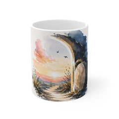 Inspirational Christian Mug - "Death Could Not Hold Him. Love Did. He Is Risen Indeed." 11oz